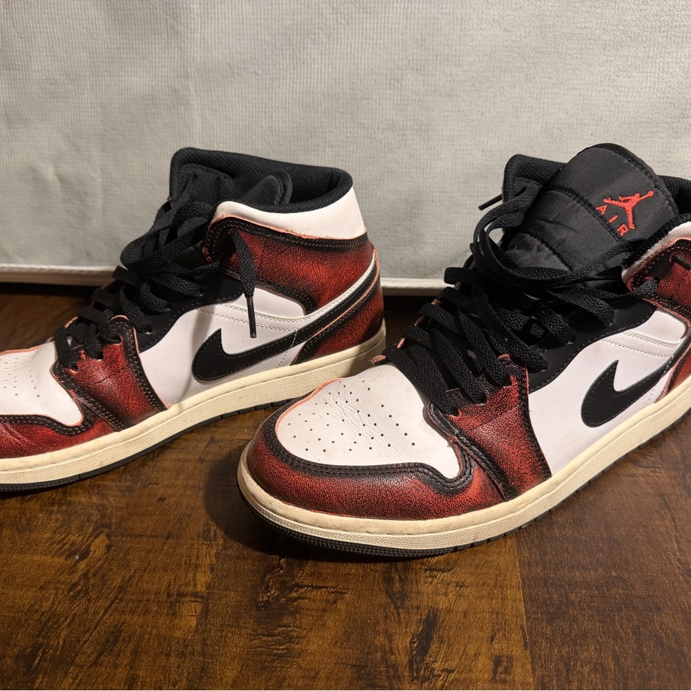 Nike Red and White High-Top Sneakers